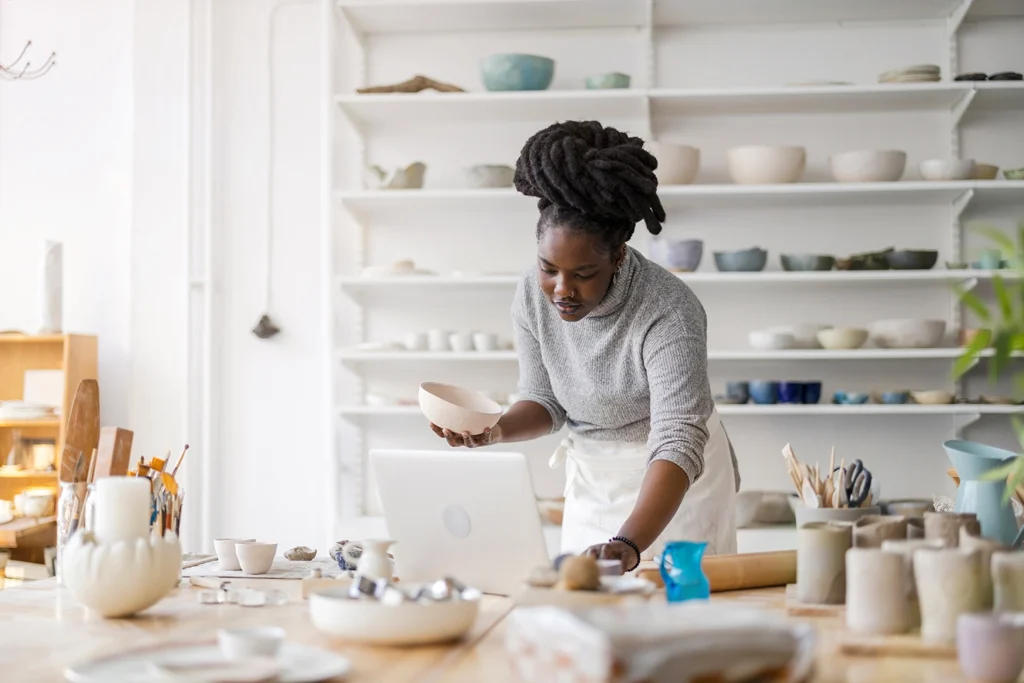 Country-Bank-woman-working-in-pottery-shop